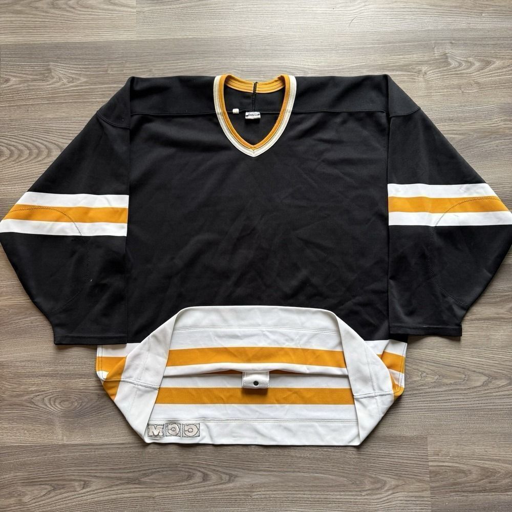 VINTAGE CCM MASKA PITTSBURGH PENGUINS BOSTON BRUINS AUTHENTIC BLANK JERSEY 52
